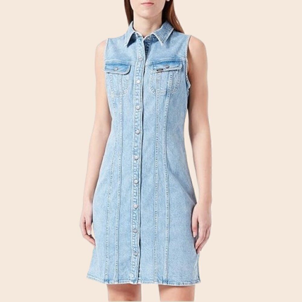 Lee Sleeveless Light Denim Mini Dress Size XS